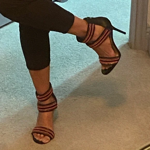 Sam Edelman’Alton’ high heels- needle heels, leather , sz 8M black/ salmon/ pink - Picture 4 of 11